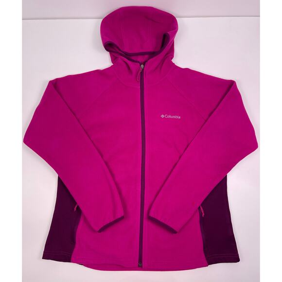 Columbia Fuchsia Pink Full Zip Fleece Hoodie Women’s Size XL - Picture 8 of 12